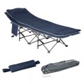 Northio - Campingbett klappbar Feldbett Klappbett mit Kopfkissen Seitentasche Matratze Gästebett bis 150 kg belastbar Reisen Outdoor Oxford Dunkelblau 188 x 64,5 53 cm Aosom, 110cm