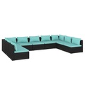 vidaXL 9-tlg. Garten-Lounge-Set mit Kissen Poly Rattan Schwarz