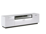 Vente-unique, TV-Möbel 3 Türen & 1 Ablagefach mit LEDs - Weiß lackiert und Schwarz - DOUREA TV-Möbel 3 Türen & 1 Ablagefach mit LEDs - Weiß lackiert und Schwarz - DOUREA