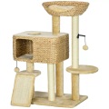 Northio - Katzen Kratzbaum 98 cm Katzenbaum mit 2 Leigefläche, Katzenkratzbaum Spielball für bis 6 kg, Katzenmöbel, Sisal, Beige, One Size