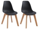Kinderstuhl 2er-Set - Polypropylen & Buche - Schwarz - LILINOU Kinderstuhl 2er-Set - Polypropylen & Buche - Schwarz - LILINOU