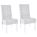 vidaXL Esszimmerstühle 2 Stk. Grau Kubu Rattan und Mangoholz