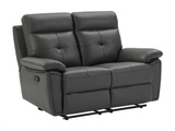 Vente-unique, Relaxsofa 2-Sitzer - Leder- Grau - VINETA Relaxsofa 2-Sitzer - Leder- Grau - VINETA