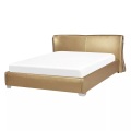 Beliani Lederbett gold Lattenrost 140 x 200 cm PARIS
