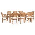vidaXL 9-tlg. Garten-Essgruppe mit Kissen Massivholz Teak