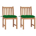 vidaXL, vidaXL Gartenstühle 2 Stk. mit Kissen Massivholz Teak