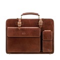 Maxwell Scott Alanzo - Leder-Aktentasche in Cognac-Braun