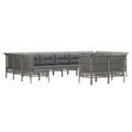 vidaXL 12-tlg. Garten-Lounge-Set mit Kissen Grau Poly Rattan