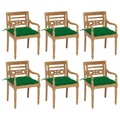 vidaXL Batavia-Stühle mit Kissen 6 Stk. Massivholz Teak