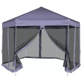 vidaXL Sechseckiges Pop-Up Festzelt 6 Seitenwände Dunkelblau 3,6×3,1 m