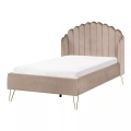 Beliani - Bett mit Lattenrost aus Samtstoff  AMBILLOU, 120X200CM, Taupe