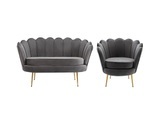Couchgarnitur Muschel 2+1 - Samt -Anthrazit - DANDELION Couchgarnitur Muschel 2+1 - Samt -Anthrazit - DANDELION