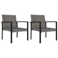 vidaXL Garten-Essstühle 2 Stk. Poly Rattan Grau