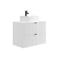 Waschbeckenunterschrank hängend mit Aufsatzwaschbecken - Streifenoptik - Weiß - 80 cm - ZEVINI Waschbeckenunterschrank hängend mit Aufsatzwaschbecken - Streifenoptik - Weiß - 80 cm - ZEVINI