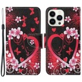 iPhone 15 Pro Max - Leder Etui Hülle Herz