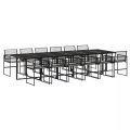 vidaXL 13-tlg. Garten-Essgruppe mit Kissen Schwarz Poly Rattan