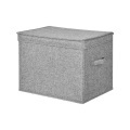 Calicosy - Faltbare Aufbewahrungsbox mit Deckel aus Stoff Leinenoptik L48 cm, One Size, Taubengrau