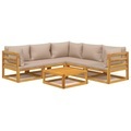 vidaXL 6-tlg. Garten-Lounge-Set mit Taupe Kissen Massivholz