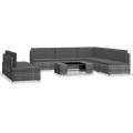 7-tlg. Garten-Lounge-Set Poly Rattan Grau