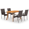 vidaXL 5-tlg. Garten-Essgruppe Braun