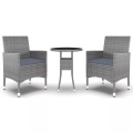 vidaXL 3-tlg. Garten-Essgruppe Poly Rattan Grau