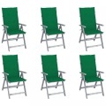 vidaXL Verstellbare Gartenstühle 6 Stk. mit Auflagen Massivholz Akazie