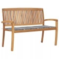 vidaXL Stapelbare Gartenbank mit Auflage 128,5 cm Massivholz Teak