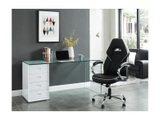 Schreibtisch mit Stauraum Sicherheitsglas mit 4 Schubladen Glas MDF MURIEL Schreibtisch mit Stauraum Sicherheitsglas mit 4 Schubladen Glas MDF MURIEL