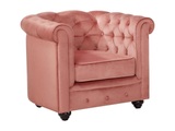 Vente-unique, Sessel CHESTERFIELD Samt Rosa Sessel CHESTERFIELD Samt Rosa