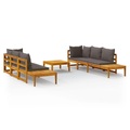 vidaXL, vidaXL 5-tlg. Garten-Lounge-Set mit Dunkelgrauen Kissen Akazienholz