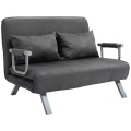 Northio, Northio - 2-Sitzer Schlafsofa mit Armlehne 65x69x80cm 3-in-1 Schlafsessel, Gästebett, Klappmatratze, Wildlederimitat, Grau, One Size