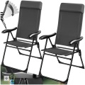 TecTake, Tectake - Faltbarer Campingstuhl Müritz mit Kopfpolster, Aluminium, 65 CM, Anthrazit
