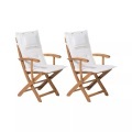 Beliani Gartenstuhl Holz 2er Set mit Auflagen cremeweiss MAUI