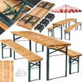 TecTake, Bierzeltgarnitur Ludwig 3-tlg. Klappbar Mit Schirmhalterung Unisex Braun 3 pezzi
