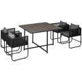 Northio, Northio - 5-tlg Polyrattan Gartenmöbel Set Esstisch mit 4 Stühlen und Beistelltisch, stilvolle Essgruppe für Balkon und Garten, One Size