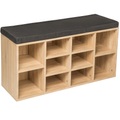 TecTake, Schuhschrank mit Sitzkissen - dunkelgrau/eiche hell