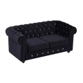 Sofa 2-Sitzer - Samt - Schwarz mit Knöpfen in Kristall-Optik - CHESTERFIELD Sofa 2-Sitzer - Samt - Schwarz mit Knöpfen in Kristall-Optik - CHESTERFIELD