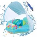 Activity-board - Babyschwimmring mit abnehmbarem Sonnendach, Schwimmhilfe verstellbaren Schultergurten, Schwimmtrainer, aufblasbarem Schwimmkörper, One Size, Blau