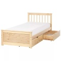 Beliani - Bett mit Schubladen aus Kiefernholz Skandinavisch OLENDON, 90x200 cm, Light Beige