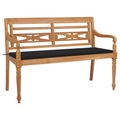 vidaXL Batavia-Gartenbank mit Schwarzer Auflage 150 cm Massivholz Teak