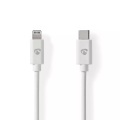 Nedis, Lightning Kabel | USB 2.0 | Apple Lightning, 8-polig | USB-C? Stecker | 480 Mbps | Vernickelt | 2,00 m | Rund | PVC | Weiß | Etikett