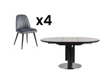 Sparset Esstisch Kalea + 4 Stühle Eleana Unisex Schwarz ONE SIZE