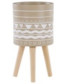 Beliani Pflanzenständer beige mit Holzbeinen 25 cm MILINA Pflanzengestell