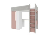 Vente-unique, Hochbett mit Schreibtisch Kleiderschrank Rosa NICOLAS Hochbett mit Schreibtisch Kleiderschrank Rosa NICOLAS