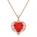 Kette Mit Anhänger Sterling Silber Roségold Verziert Mit Kristallen Von Swarovski® Heller Siam Weiß Damen Goldrosa 45cm