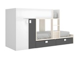 Vente-unique, Etagenbett mit Kleiderschrank 2 Eichefarben JUANITO Etagenbett mit Kleiderschrank 2 Eichefarben JUANITO