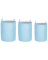 Beliani Textilkorb mit Kordelzug hellblau 3er Set ARCHA Korb