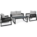 Garten Sitzgruppe mit Kissen Captiva schwarz (4er-Set)
