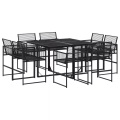 vidaXL 9-tlg. Garten-Essgruppe Schwarz Poly Rattan