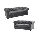 Sofa 3-Sitzer & 2-Sitzer - Samt - Anthrazit - CHESTERFIELD Sofa 3-Sitzer & 2-Sitzer - Samt - Anthrazit - CHESTERFIELD